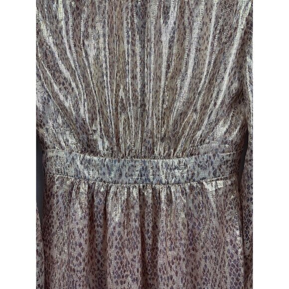 Women’s Ramy Brook Silk Gold Scale Printed Wrap Style Dress Sz 4 - Picture 5 of 7